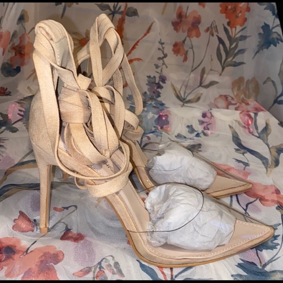 BNIB Nude Microsuede Public Desire Heels - Picture 2 of 14